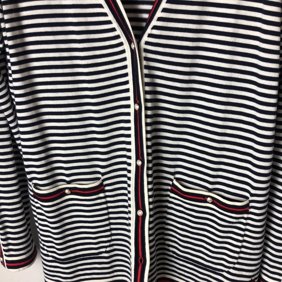 O, THE OPRAH MAGAZINE COLLECTION FOR TALBOTS EMBROIDERED STRIPE CARDIGAN - Picture 3 of 6